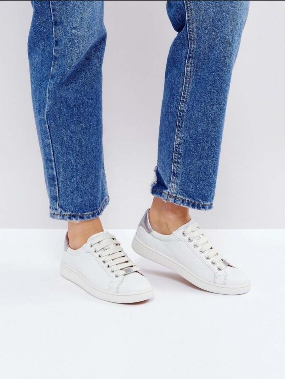 UGG Milo White Leather Sneakers Size 9 - Picture 2 of 9